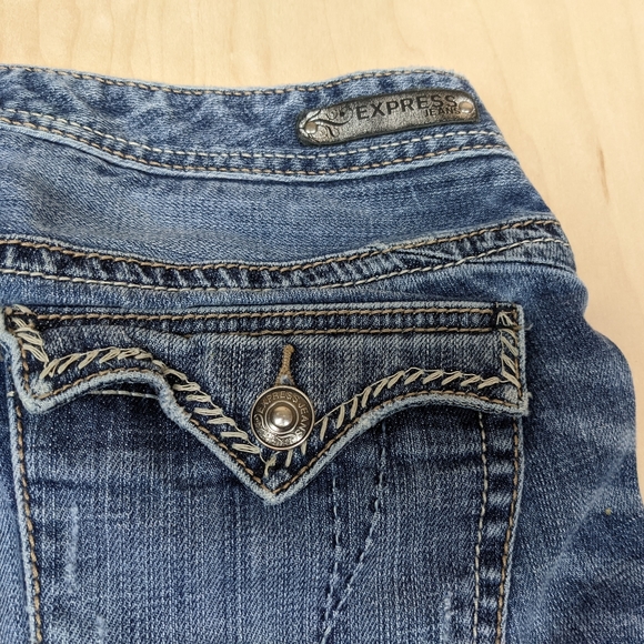 Express, Thick Stitch, Distressed, Boot Cut Jeans, Women's (12R) - Picture 11 of 12
